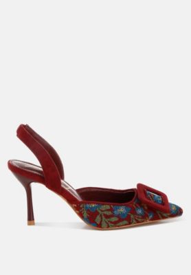 Womens Miraya Embroidered Buckle Detail Stiletto Heels