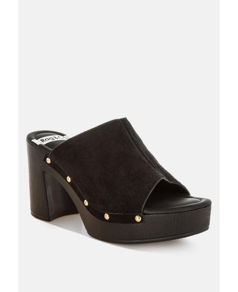 Женские сабо Rag & Co Masaki Soft Suede Leather Wooden Clogs