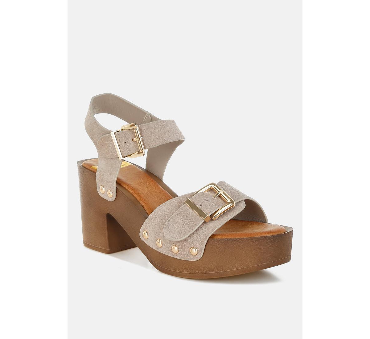 Lhasa Real Suede Leather Clog Sandals - Tan