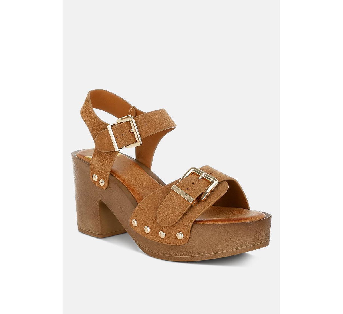 Lhasa Real Suede Leather Clog Sandals - Tan