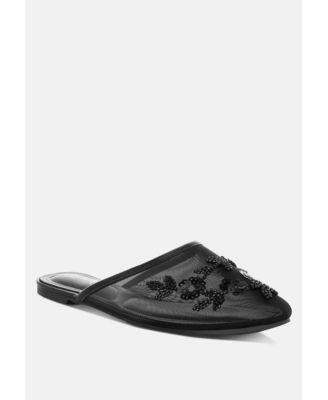 Nahra Mesh Sequin Beaded Mules