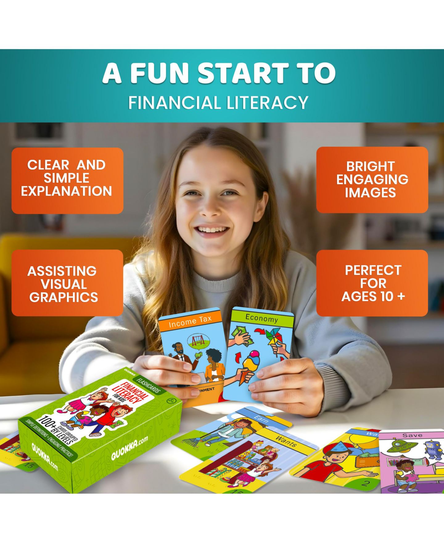 Детские игрушки Quokka ABC Learning Flash Cards, 225-Piece, Ages 2+, цвет: Financial Literacy — фото 5