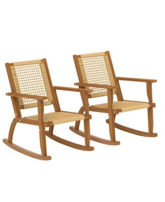 Outsunny 2-Piece Outdoor Rocking Chair, Acacia Wood Outdoor Rockers, - Macy's
