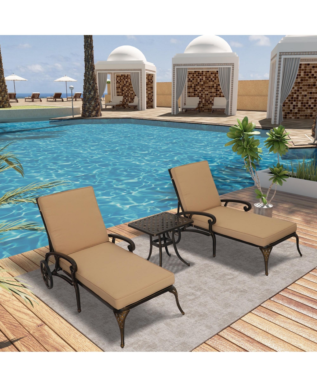 Mondawe Outdoor Cast Aluminum Square Dining Table