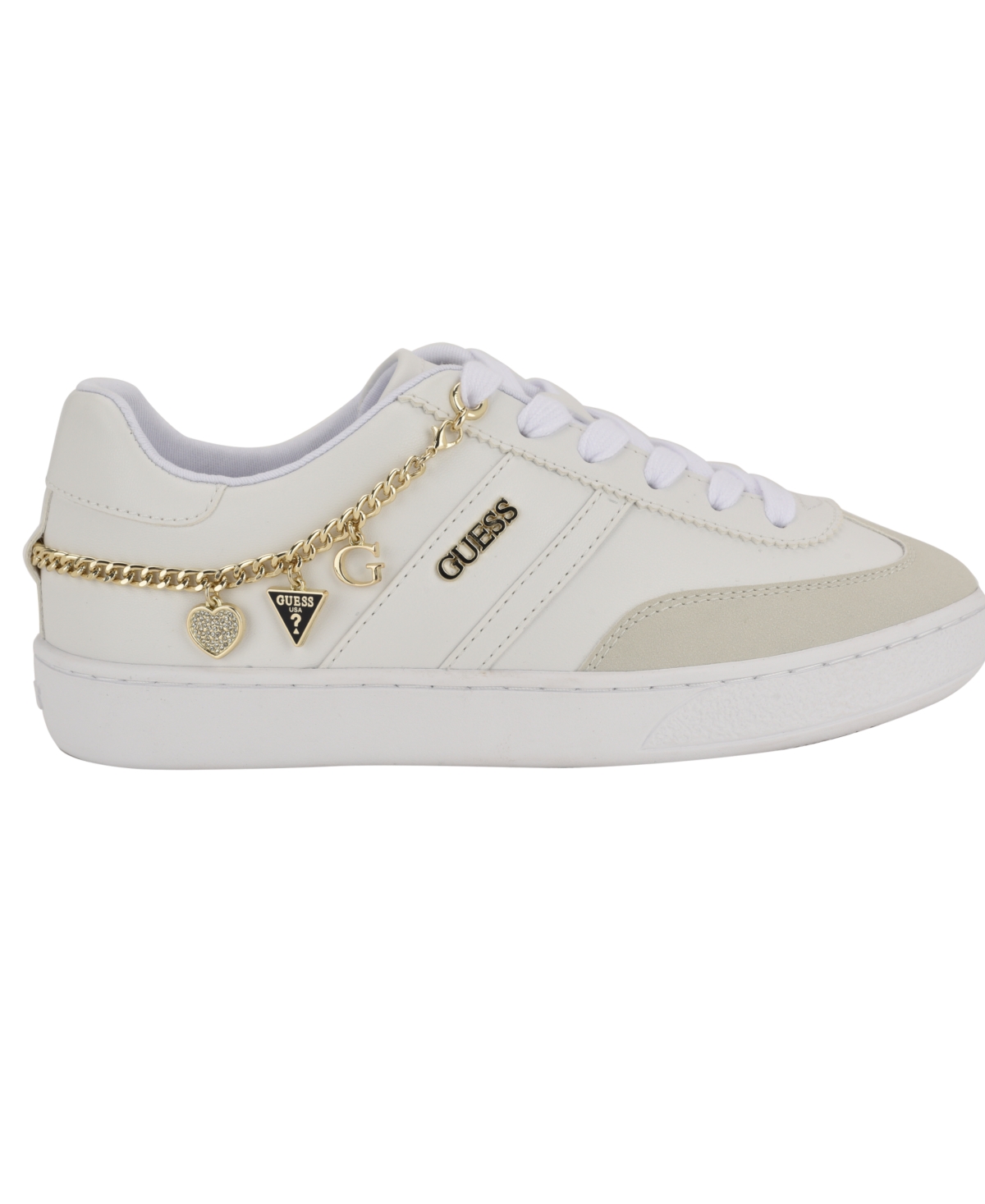 Guess Women's Naoko Charms Lace-up Court Sneakers In White