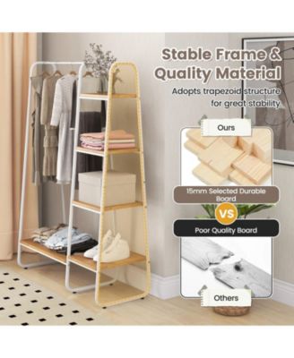 Clothes Rack Free Standing Storage Tower with Hanging Bar