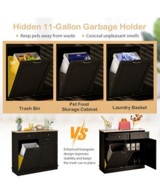 Kitchen Tilt Out Trash Cabinet with 2 Drawers and Adjustable Shelf