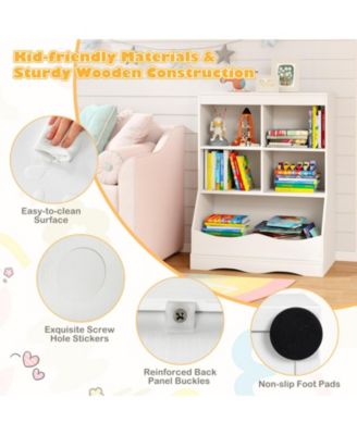 34.5" Kids Bookshelf with 5 Bins for Playroom and Living Room