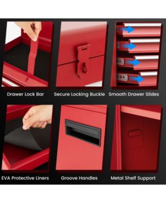 2-in-1 Rolling Tool Chest with 5 Sliding Lockable Drawers