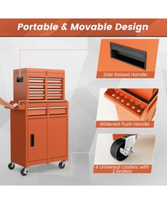 2-in-1 Rolling Tool Chest with 5 Sliding Lockable Drawers