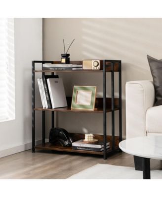 3-Tier Industrial Bookshelf Storage Shelf Display Rack with Adjustable Shelves-3-Tier