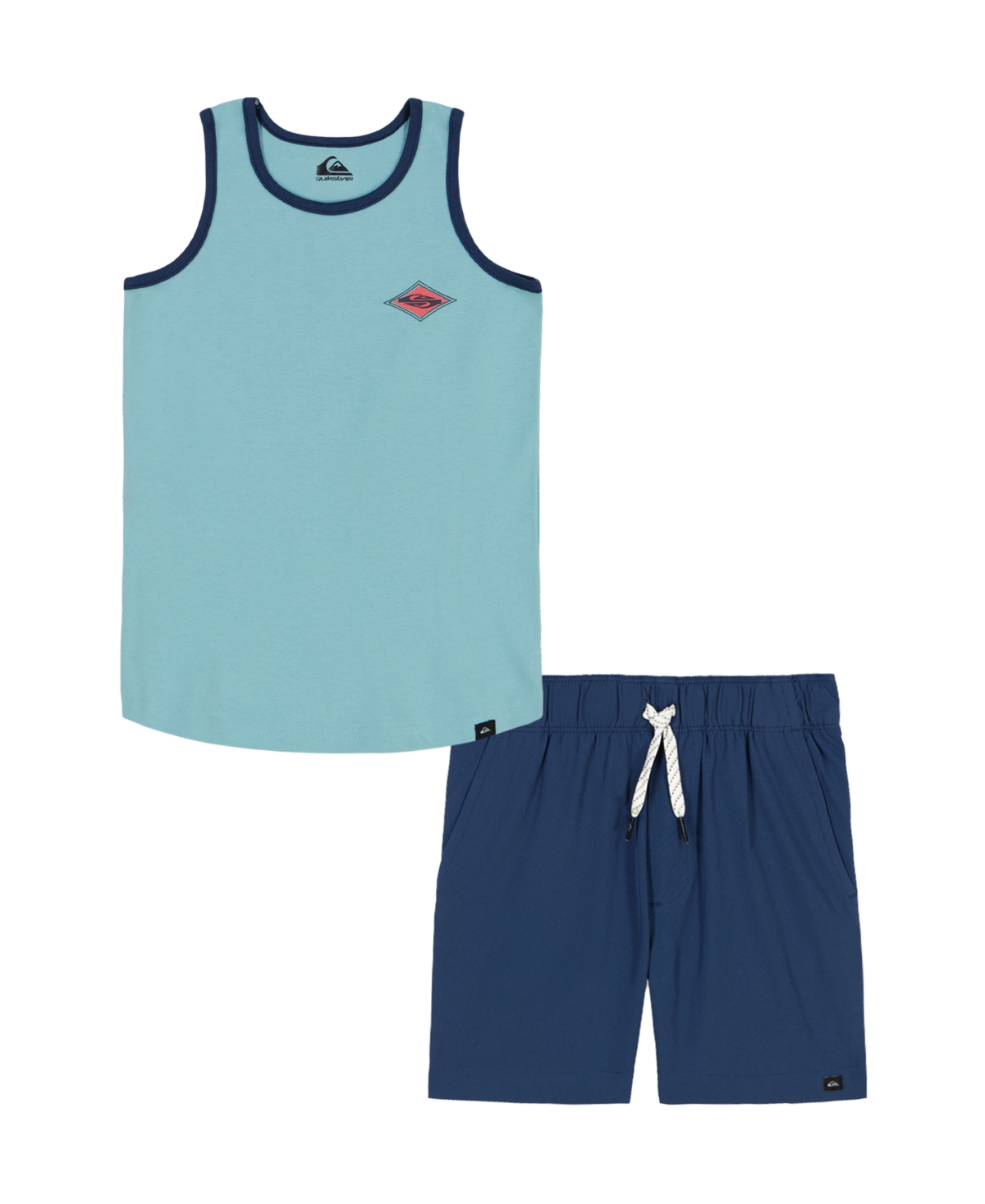 QUIKSILVER TODDLER AND LITTLE BOYS 2-PIECE INTERNATIONAL LOGO TANK TOP AND STRETCH TECH SHORTS SET 