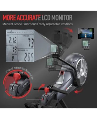 Rowing Machine, Air Magnetic Foldable Rowing Machines for Home Use, Rower Machine with 49.5" Rail, Backlit Monitor, Bluetooth, App Supported, Tablet Holder