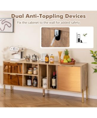 Mirrored Buffet Cabinet with 2 Drawers and 1 Door for Living Room