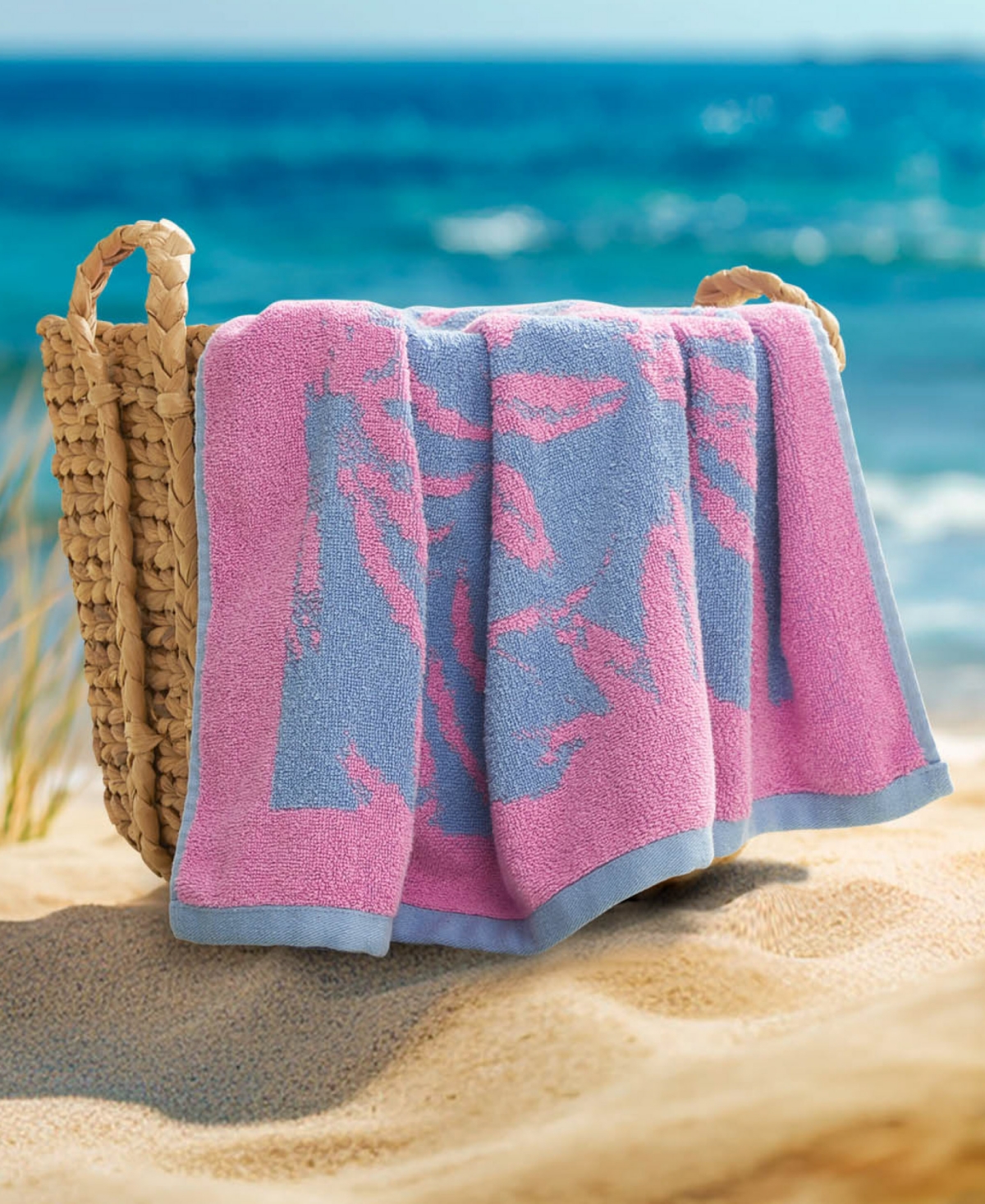Jessica Simpson Palm Bliss Cotton Beach Towel, 36" X 72" In Palm Bliss