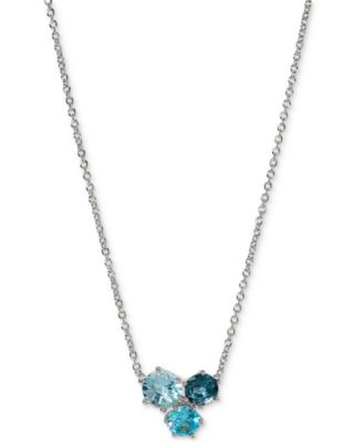 Cubic Zirconia Trio Pendant Necklace & Stud Earrings, 16" + 2" extender