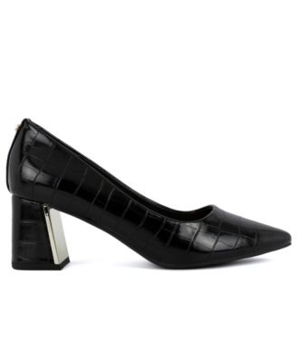 Women's Canal Pointed Toe Block Heel Dress Pumps