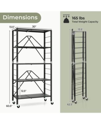 5-Tier Foldable Storage Shelf with Wheels