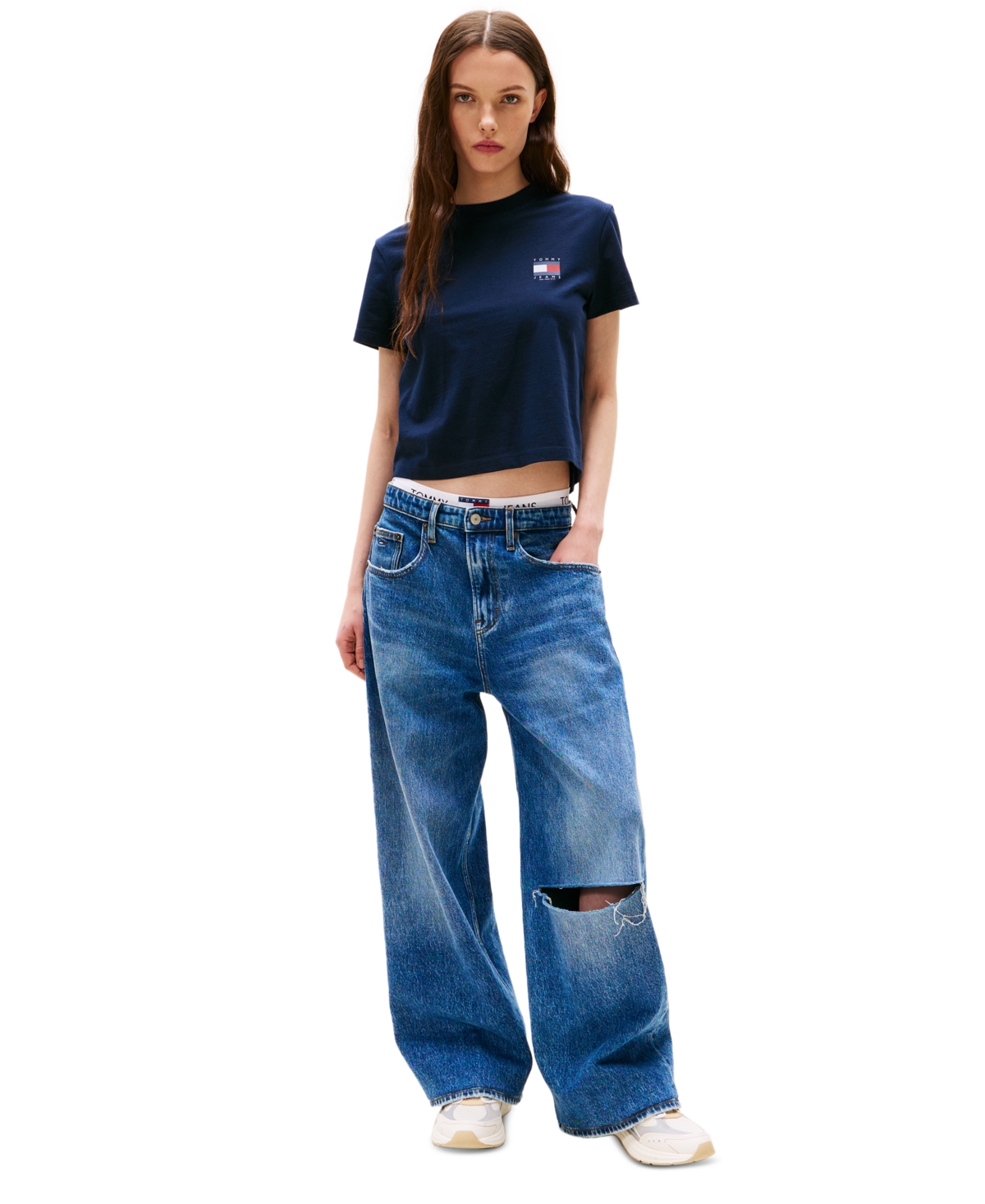 Tommy Jeans Women's Cotton Logo Graphic T-shirt In Dark Night Navy