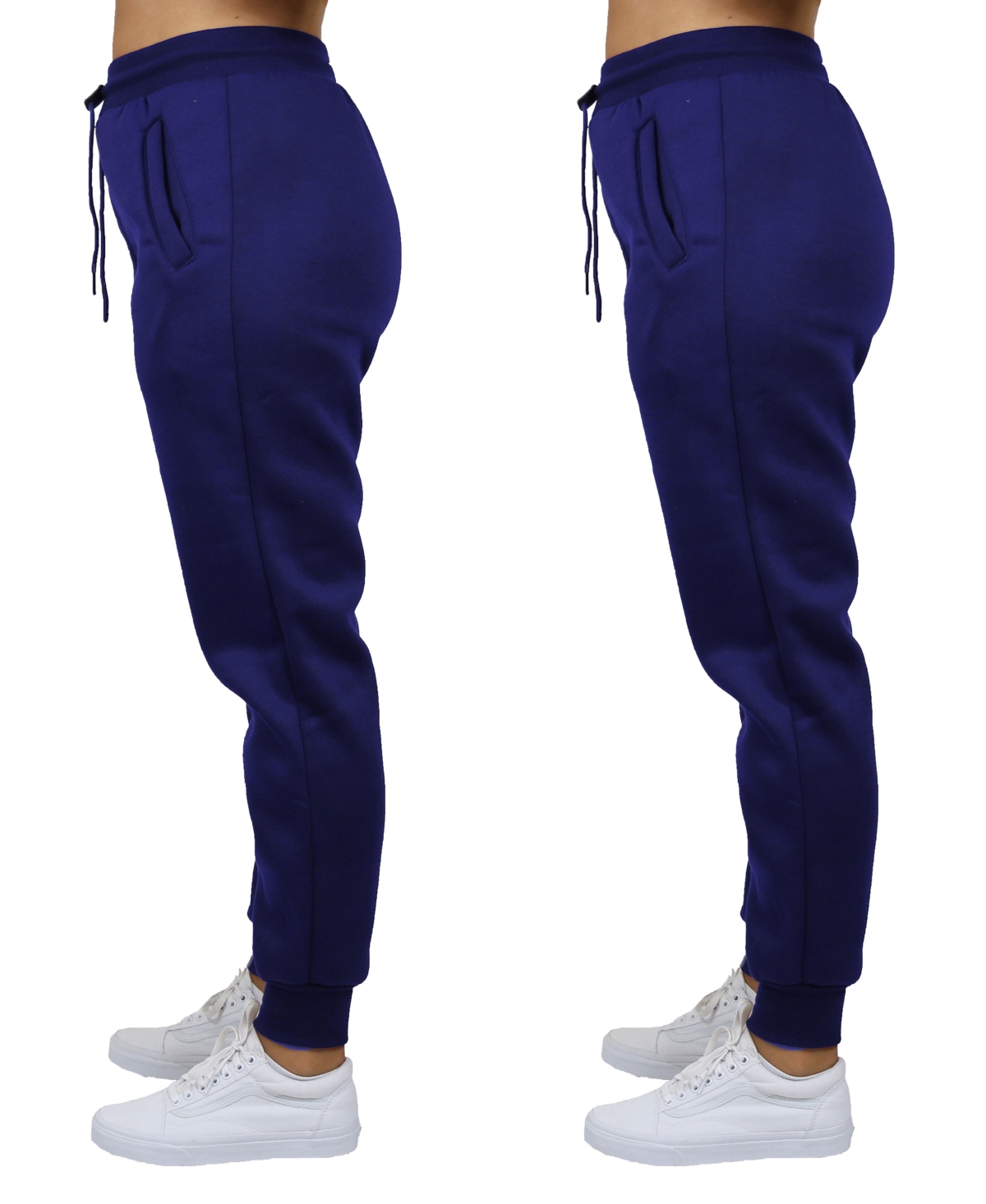 Shop Galaxy By Harvic Women's Loose Fit Fleece Lined Jogger Sweatpants-2 Pack In Navy-navy
