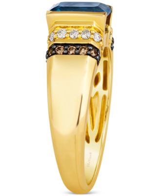 Men's London Blue Topaz (2-1/2 ct. t.w.) & Diamond (1/3 ct. t.w.) Statement Ring in 14k Yellow Gold