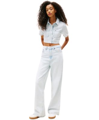 Tommy Jeans - Women's Cropped Short-Sleeve Denim Shirt