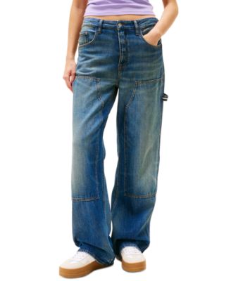 Women's Mia Cotton Mid-Rise Relaxed Straight Carpenter Jeans 