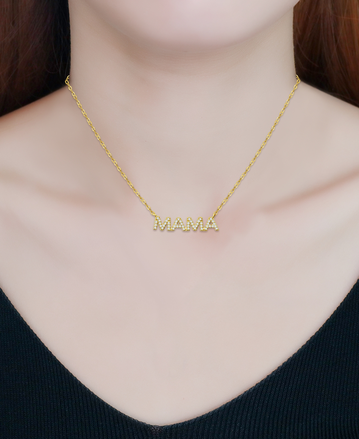 Giani Bernini Cubic Zirconia Mama Pendant Necklace In 18k Gold-plated Sterling Silver (also In Sterling Silver), 1 In Gold