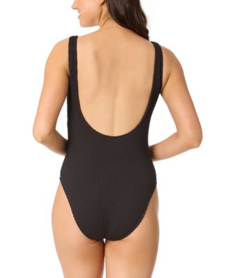 Women's Mint Tea Rib Scrunch One-Piece Swimsuit, Exclusively at Macy's