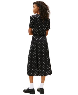 Women's Floral-Print Picot-Trim Shirtdress