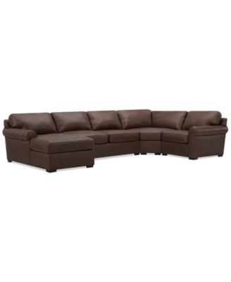 Radley Roll Arm 152" 4-Pc. Leather Wedge Corner Chaise Sectional