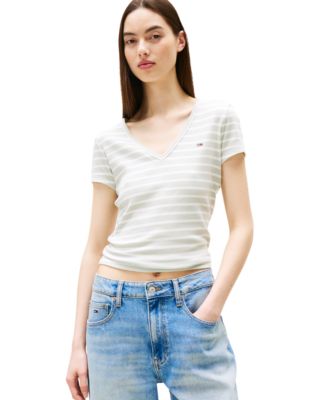 Tommy Jeans - Women's Slim-Fit Essential Ribbed V-Neck Tee