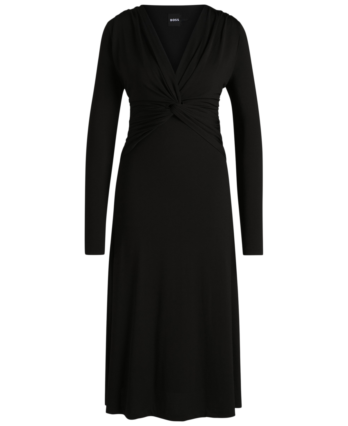 Hugo Boss Boss By  Women's Stretch Crepe Twist-front Dress In Black