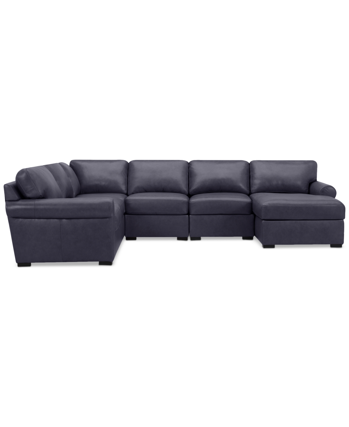 Macy's Radley Roll Arm 132" 6-pc. Leather Square Corner Chaise Sectional, Exclusively At