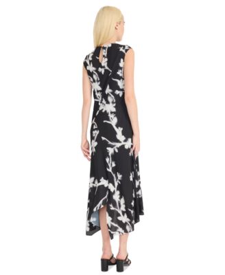 Women's Printed Asymmetrical Midi Dress