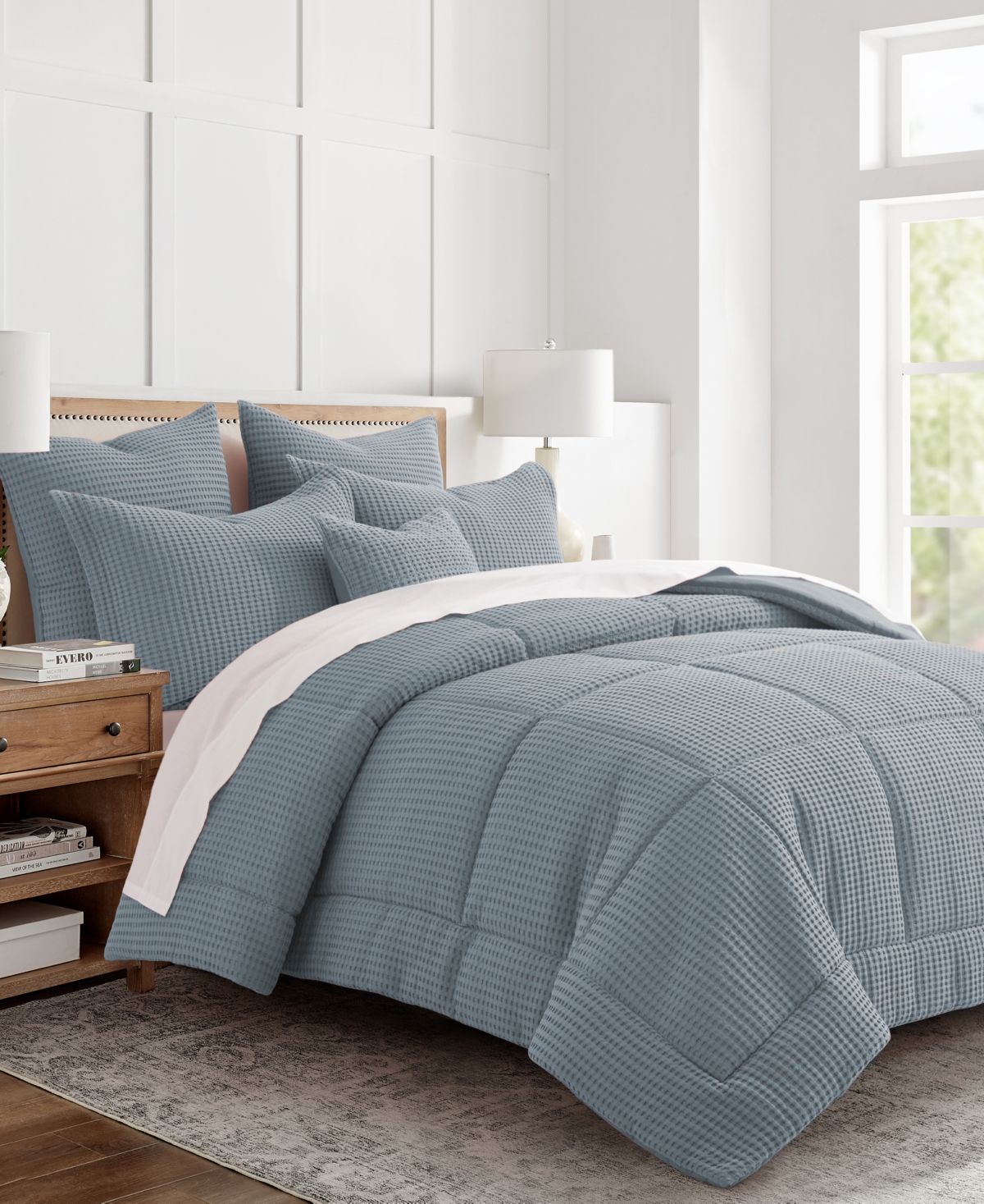 Levtex Mills Waffle Textured 3-pc. Comforter Set, Full/queen In Slate Blue