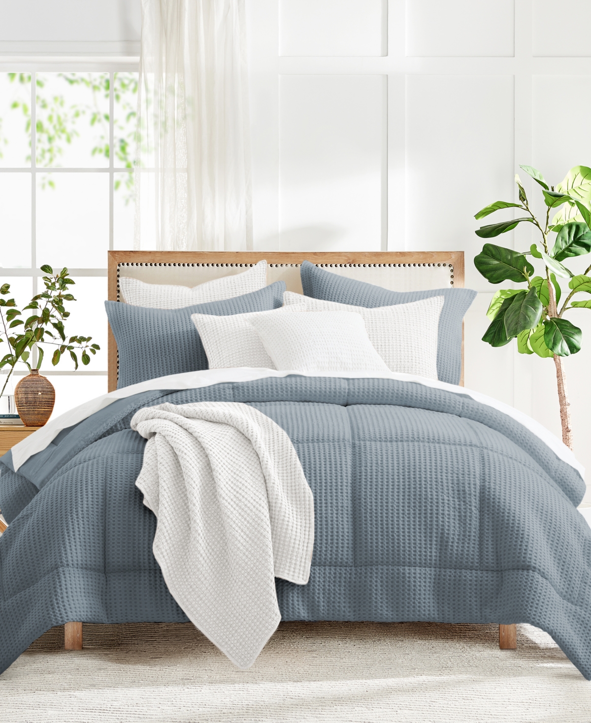 Levtex Mills Waffle Textured 3-pc. Comforter Set, Full/queen In Slate Blue