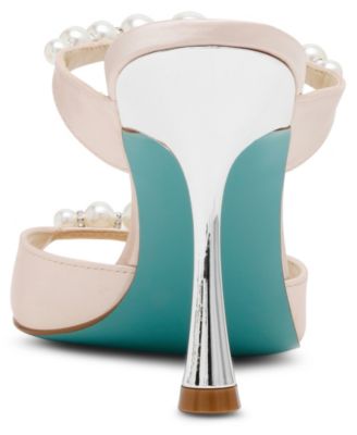 Women's Lacy Embellished Satin Heeled Mules