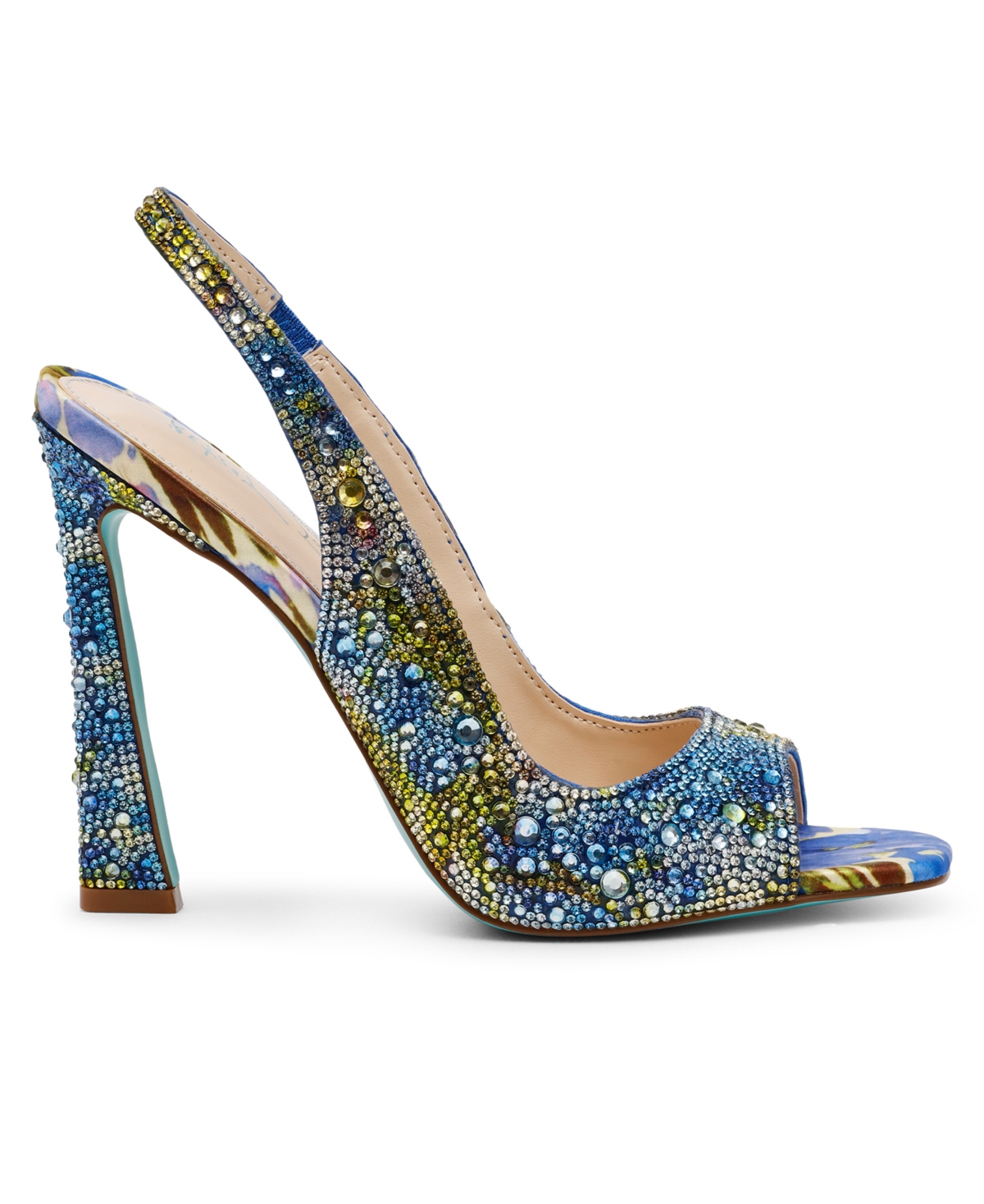 Betsey Johnson Women's Mina Rhinestone Peep Toe Evening Sandals In Blue Tulip