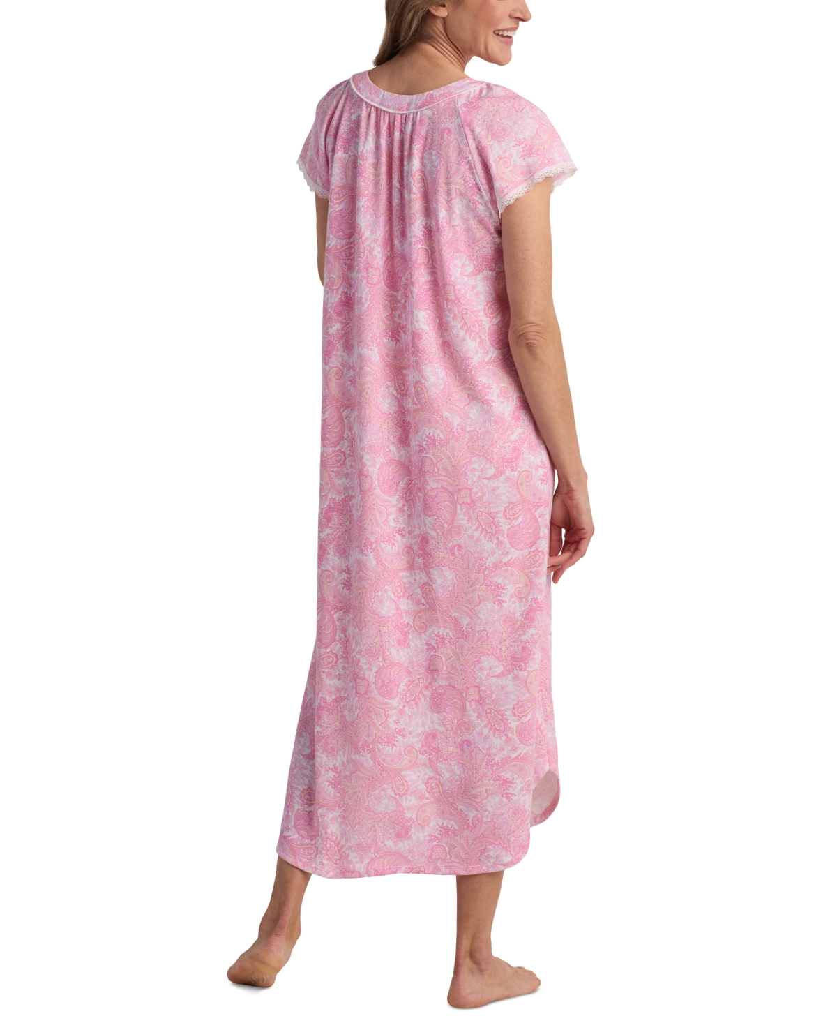 Miss Elaine Women's Short-sleeve Paisley Nightgown In Pink