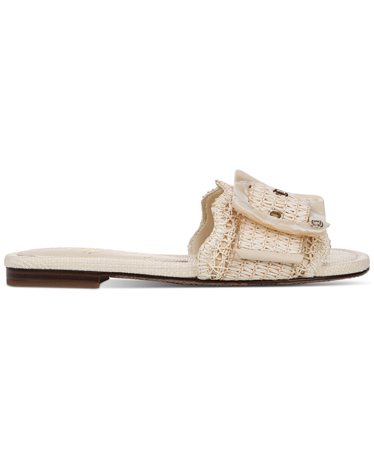 Shop Sam Edelman Women's Bambi Raffia Buckle Slide Sandals In Linen