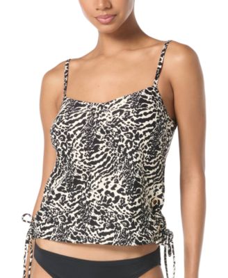 Women's Printed Side-Ruched Tankini Top
