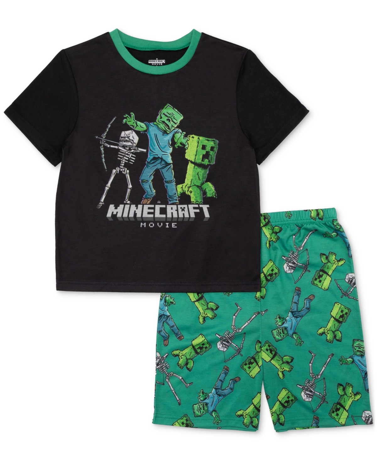 MINECRAFT BIG BOYS SHORT-SLEEVE TOP & SHORTS PAJAMAS, 2 PIECE SET 