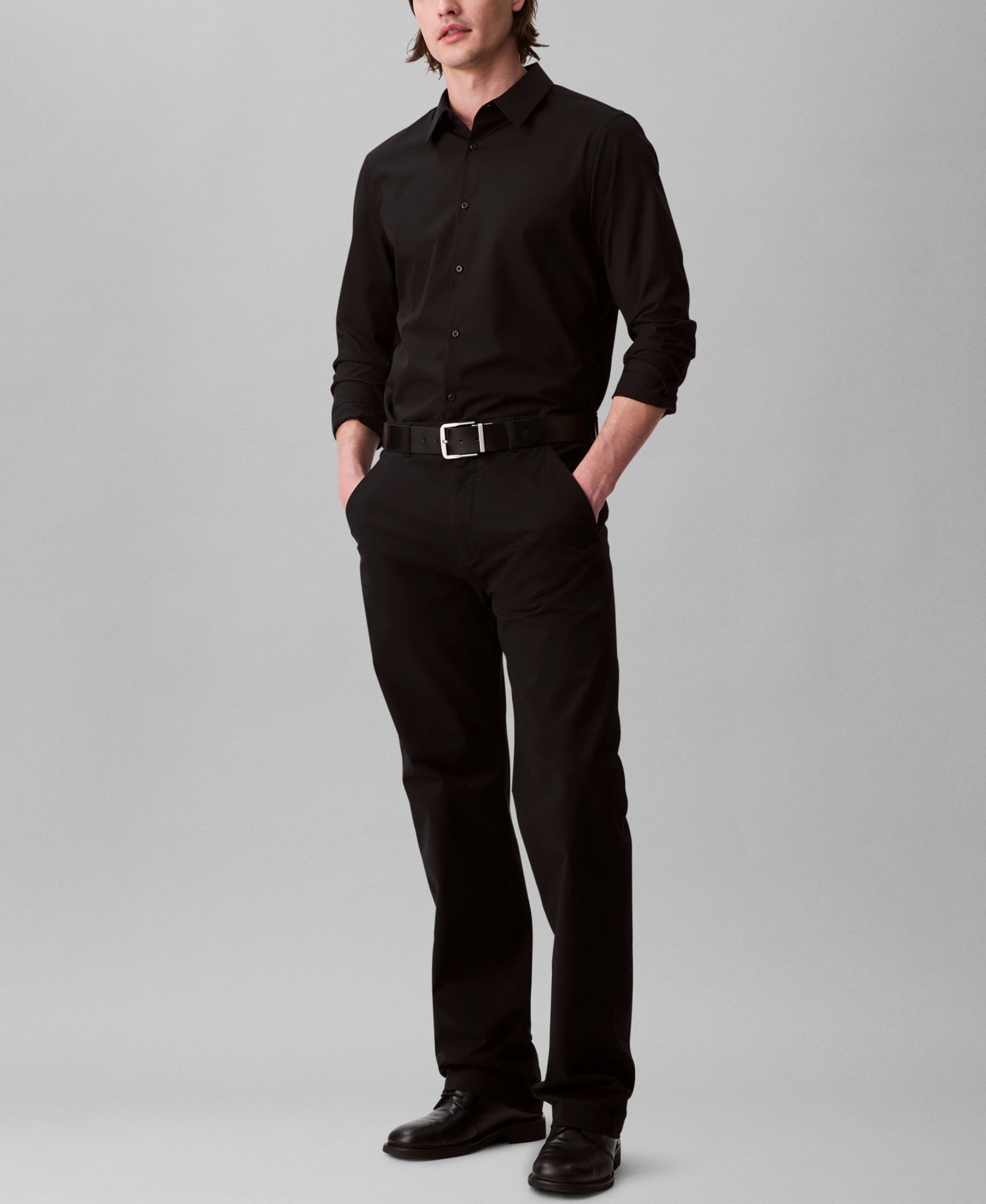 Men's Slim-Fit Supima Stretch Long-Sleeve Button-Front Shirt