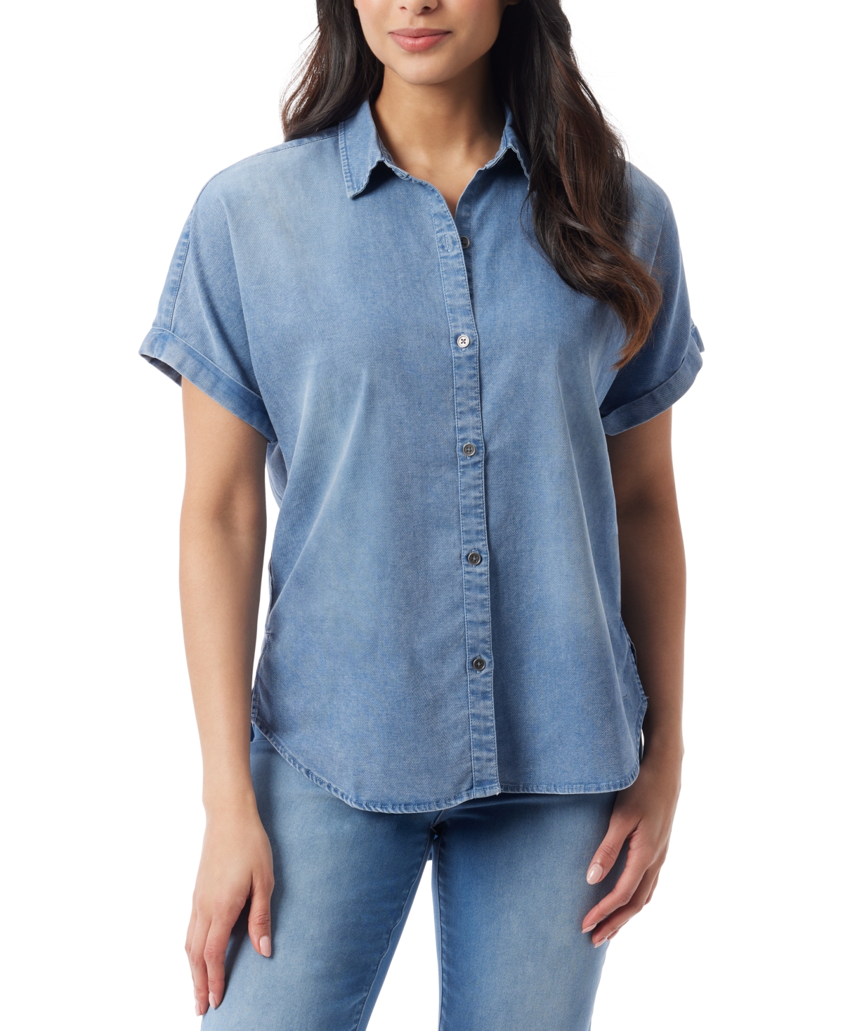 Women's Daisy Drop-Hem Button Shirt - Warm Mint