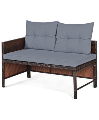 3PCS Patio Wicker Rattan Sofa Set Outdoor Sectional Conversation Set