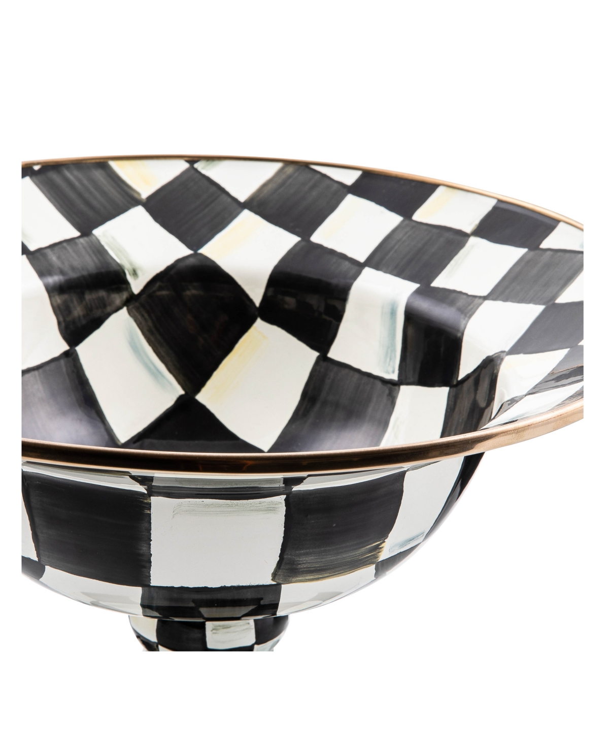 Mackenzie-childs Mackenzie Childs Courtly Check Enamel Compote In Black