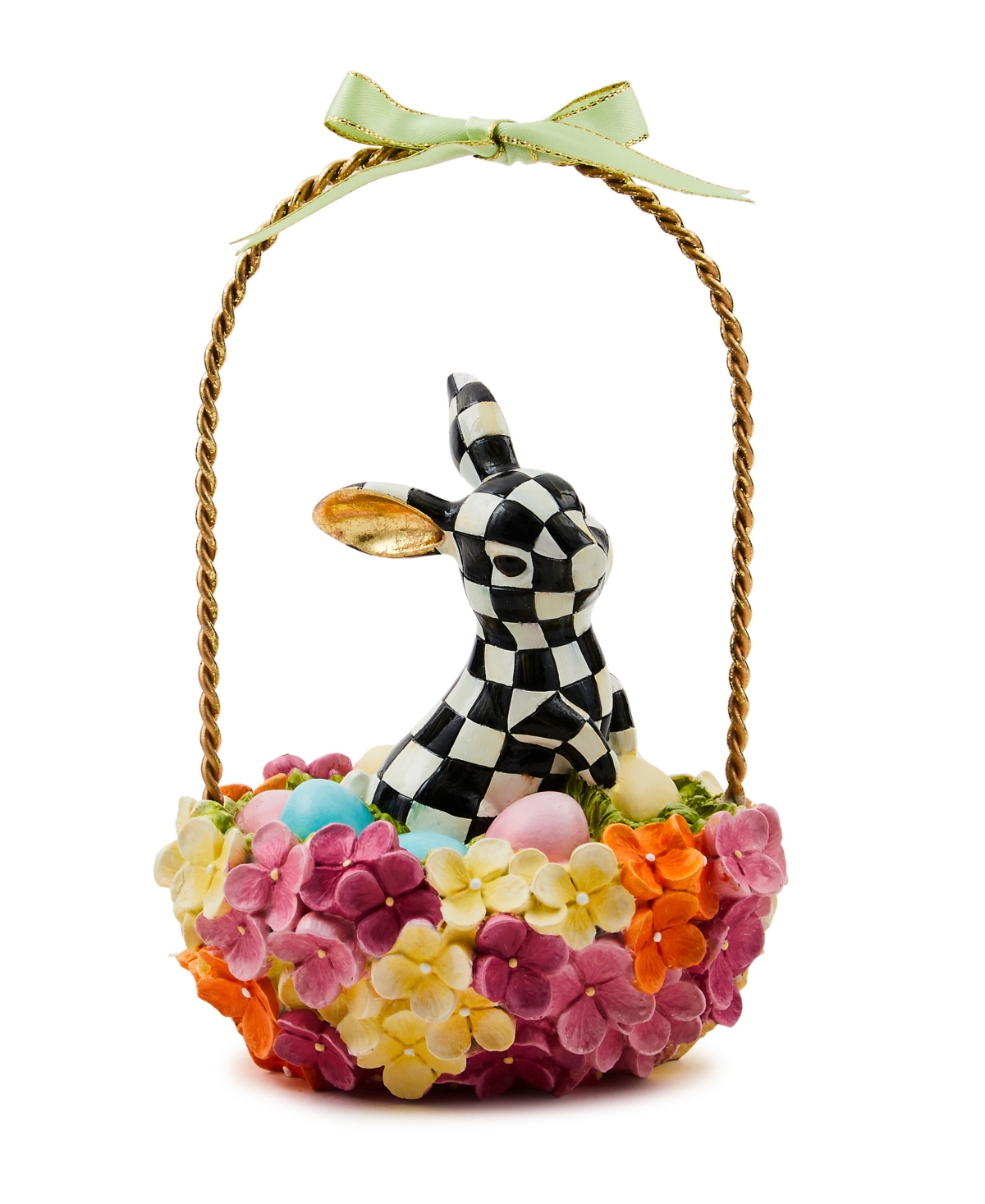 Calico Hydrangea Bunny Basket Decor - Multi