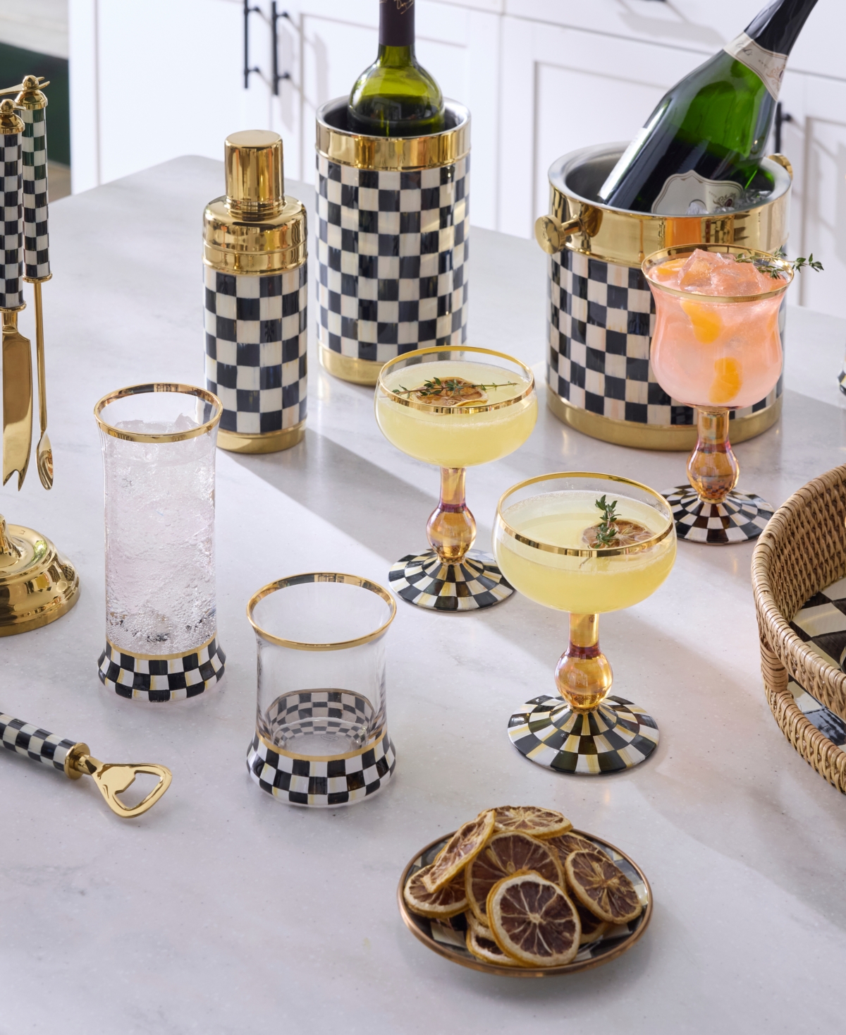 Mackenzie-childs Courtly Check 3260 Cocktail Shaker In Black,white