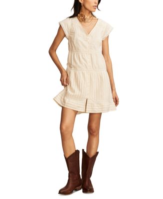 Lucky Brand Women's Cotton Button-Front Lace Mini Dress - Macy's
